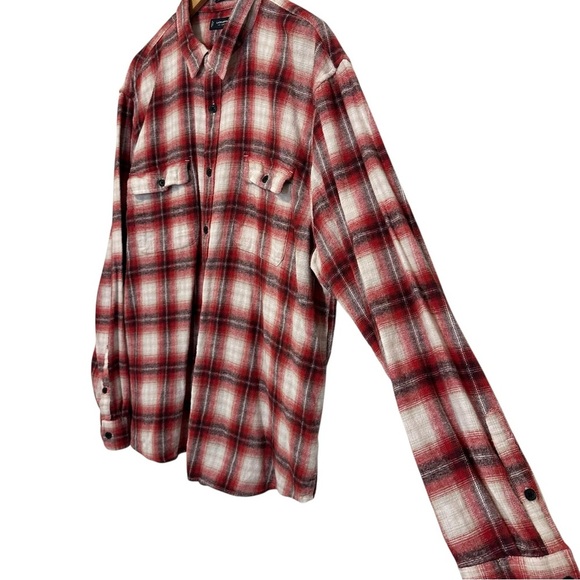LUCKY BRAND Mens 2XL Red Plaid Button-Down Casual Cotton Classic Fit Long Sleeve - Picture 3 of 4